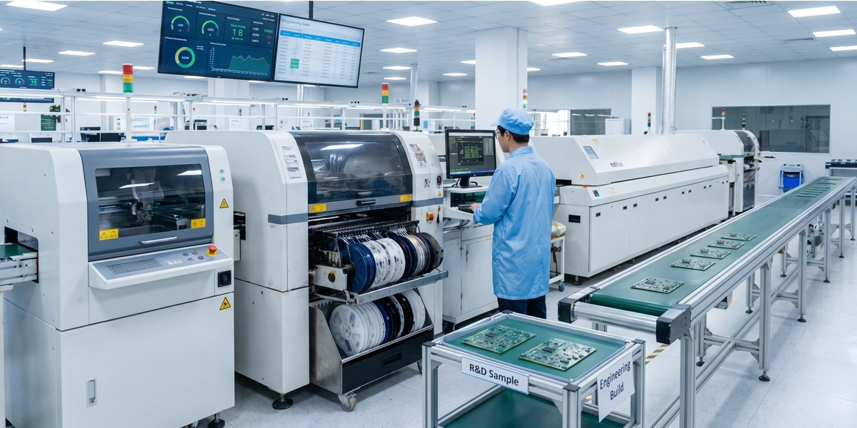 E-Lins Shenzhen SMT production line with 8 high-speed assembly lines supporting R&D and mass manufacturing
