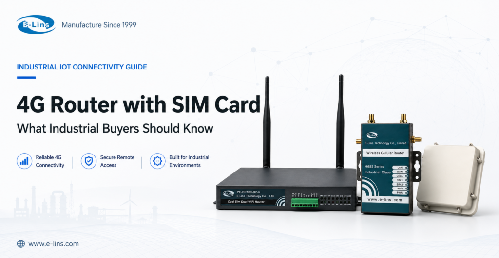 4G router with SIM card for industrial IoT and remote monitoring applications