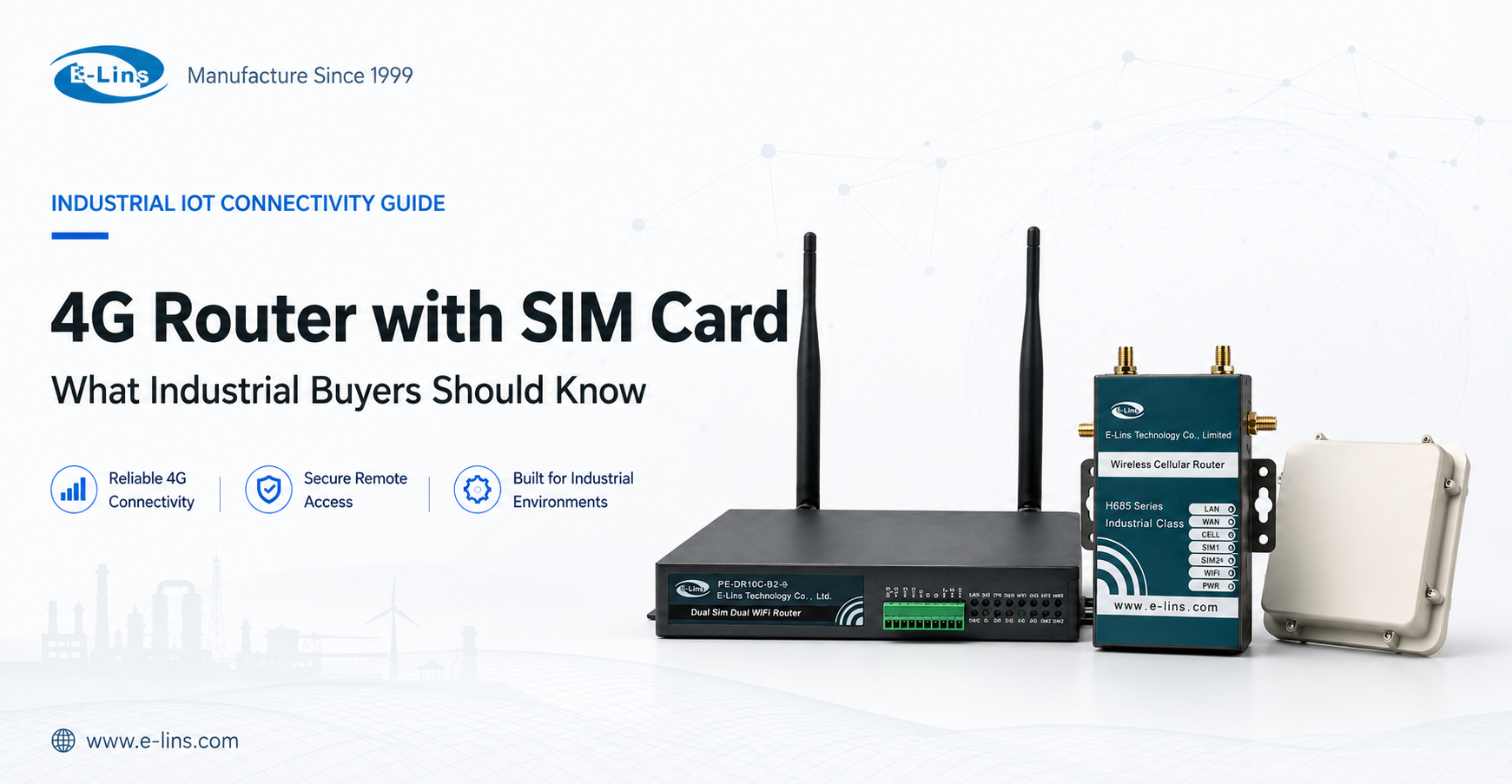 4G router with SIM card for industrial IoT and remote monitoring applications