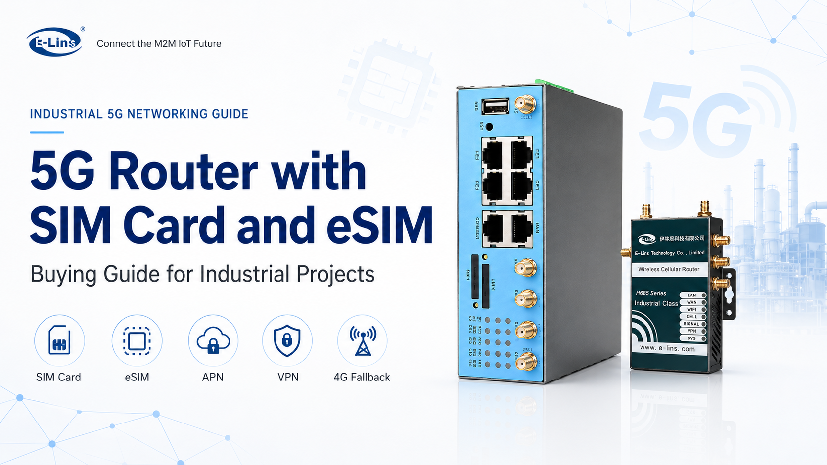 5G Router with SIM Card and eSIM for Industrial Projects